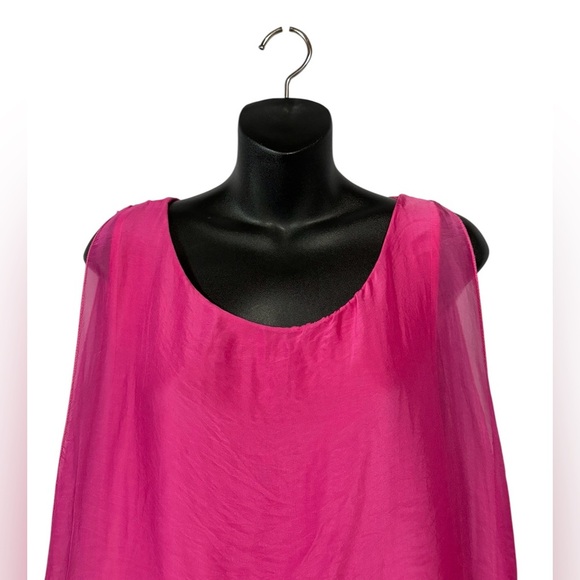 M Made in Italy, Fuchsia Silk And Viscose Tunic Dress, Medium, Pink - Picture 3 of 8